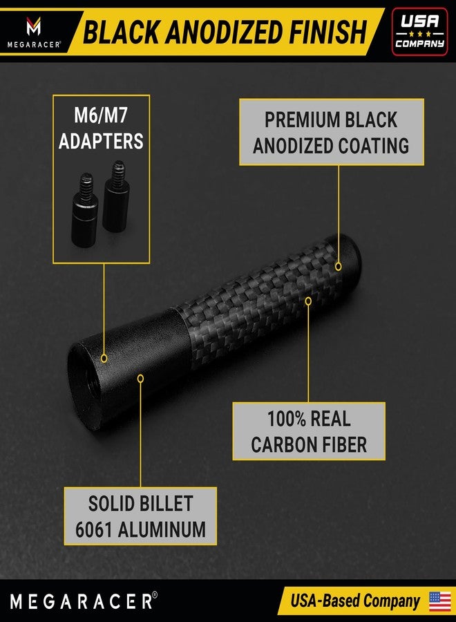 Mega Racer Anodized 3" Short Black Carbon Fiber Truck Antenna for Chevy Silverado & GMC Sierra 1500 2500 (1999-2026) – Billet Aluminum, UV & Chip-Resistant, Car Wash Safe, Small Stubby Replacement Accessories - Image 4